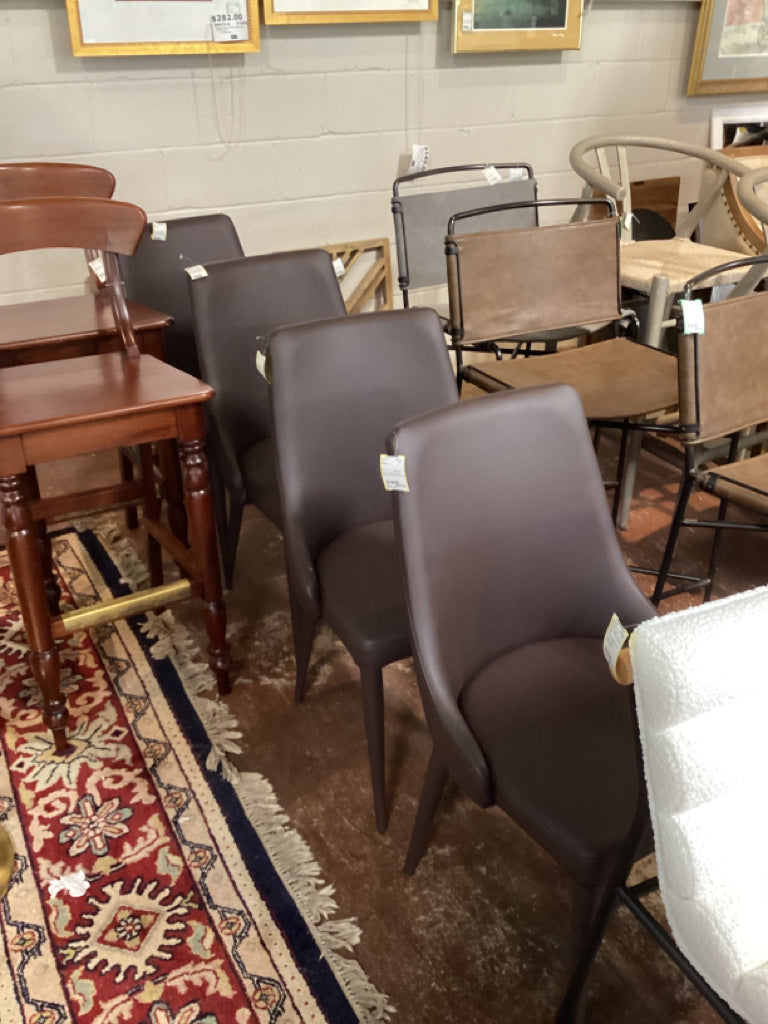 SET  of  4  Safavieh brown leather Side Chairs19.6x23.5x 35.5