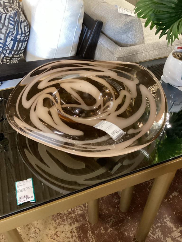 Vintage Amber Glass Bowl (Large) 18.5"D