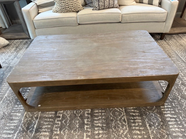 Restoration Hardware Martens Rectangular Coffee Table; brown solid wood; 55x33