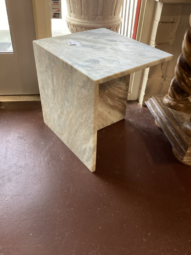 CB2 Marble End Table T Shape 18 x14w x 18H