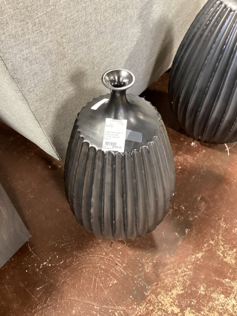 Global View Studio A Home Gunmetal Finished Sawtooth  Vase 21"