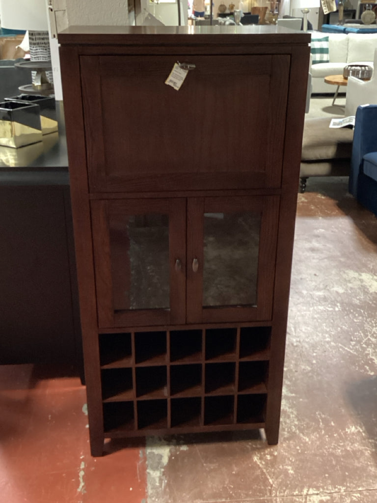 Bar Cabinet with dop front panel & 15 Bottle Storage 26x16x54