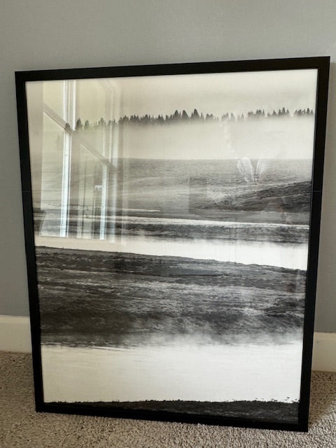 Nature print-water and trees in Blk&Wht; 25x31, black frame