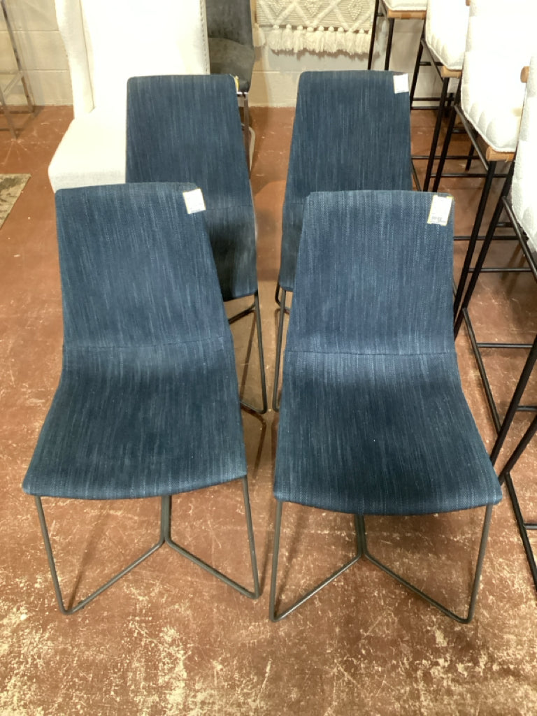 West Elm Slope Dining Chairs - Set of 4 - Charcoal w/ Metal Base