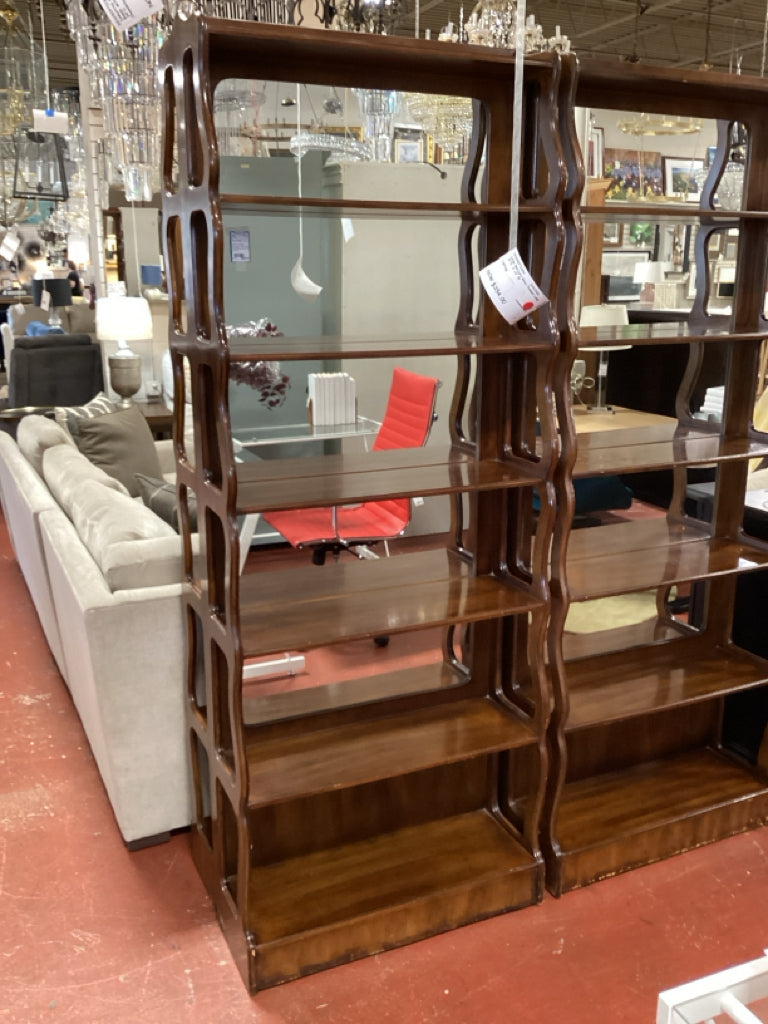 Cherry Vintage Bookcase / mirror back / serpentine sides 30 x 10 x 77