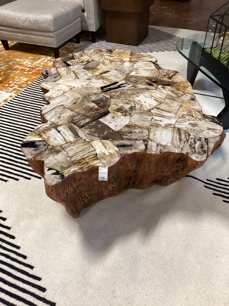 Arhaus Coffee Table/ Clayhill petrified wood mosaic table / 54 x 40 x 15 high