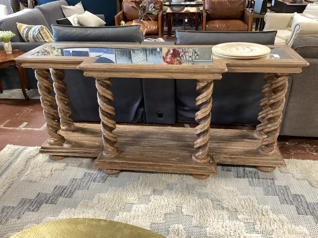 Console / Magnolia & Vine Belmont  table / mirror top, barley twist legs 78 x 25