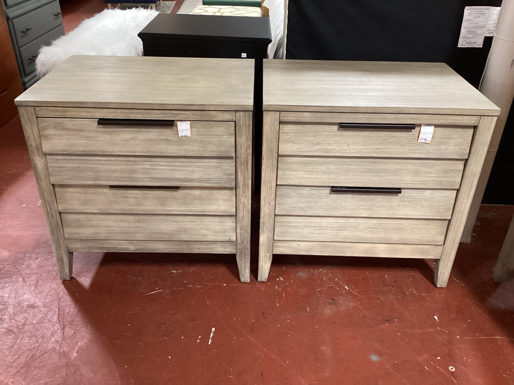PAIR Nightstands / weathered natural / 2 drawer with power 28 x 20 x 28 high