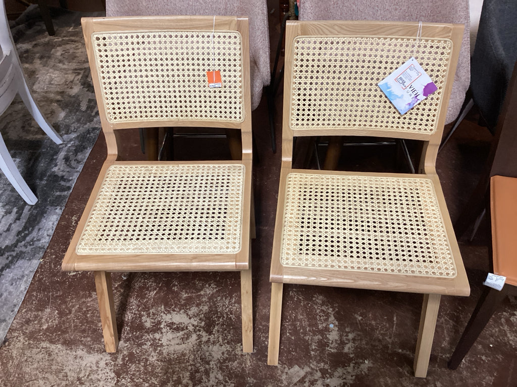 Pair of Safavieh Hattie French Cane Back Chairs 18"W x 21"D x 34"H