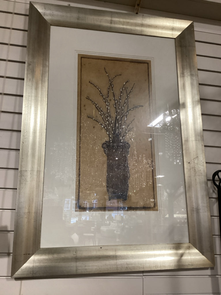 Pussy Willow Still Life Framed & Matted 30" X 43" Print