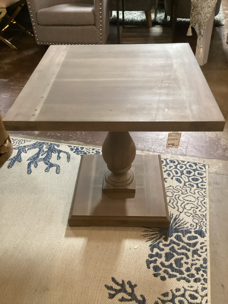 Restoration Hardware Side Table / natural finish pedestal base /  26 x 26 x 26