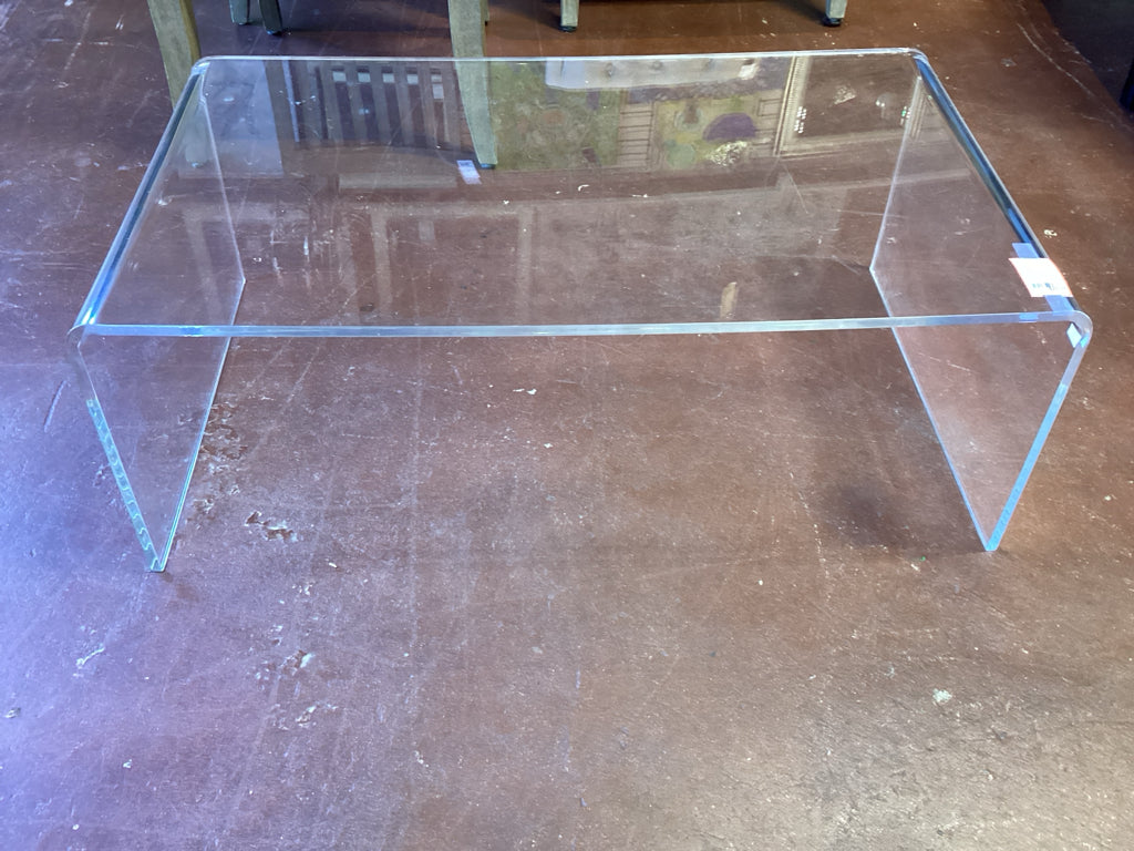 Acrylic Waterfall Coffee Table 37x22x14 AS FOUND
