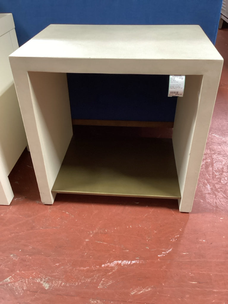 Four Hands Everett Hugo Rectangular End Table in Parchment Concrete and An