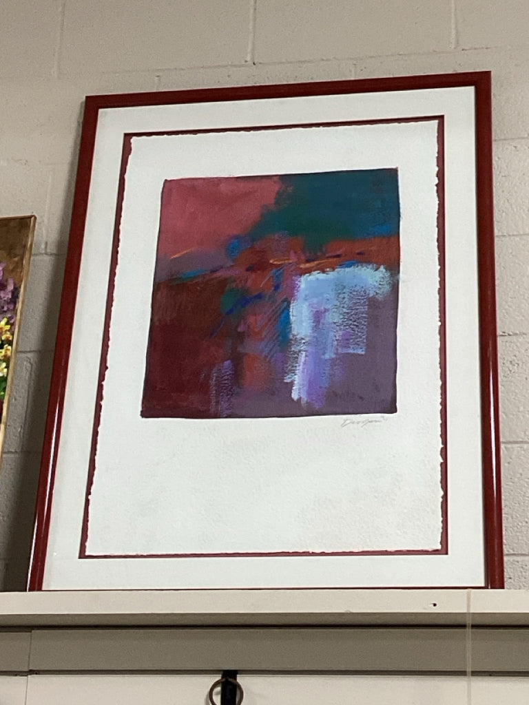 Pastel Abstract in Red Frame by Dergara 32" x 42"