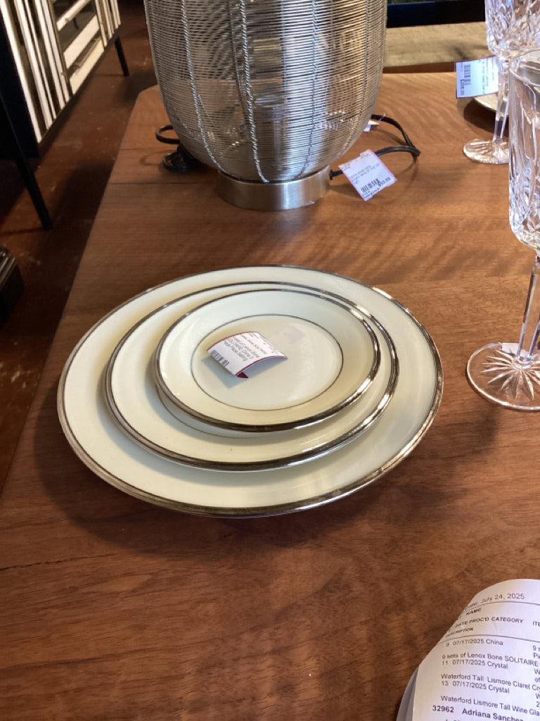 9 sets of Lenox Bone SOLITAIRE China 3 Piece Place Setting