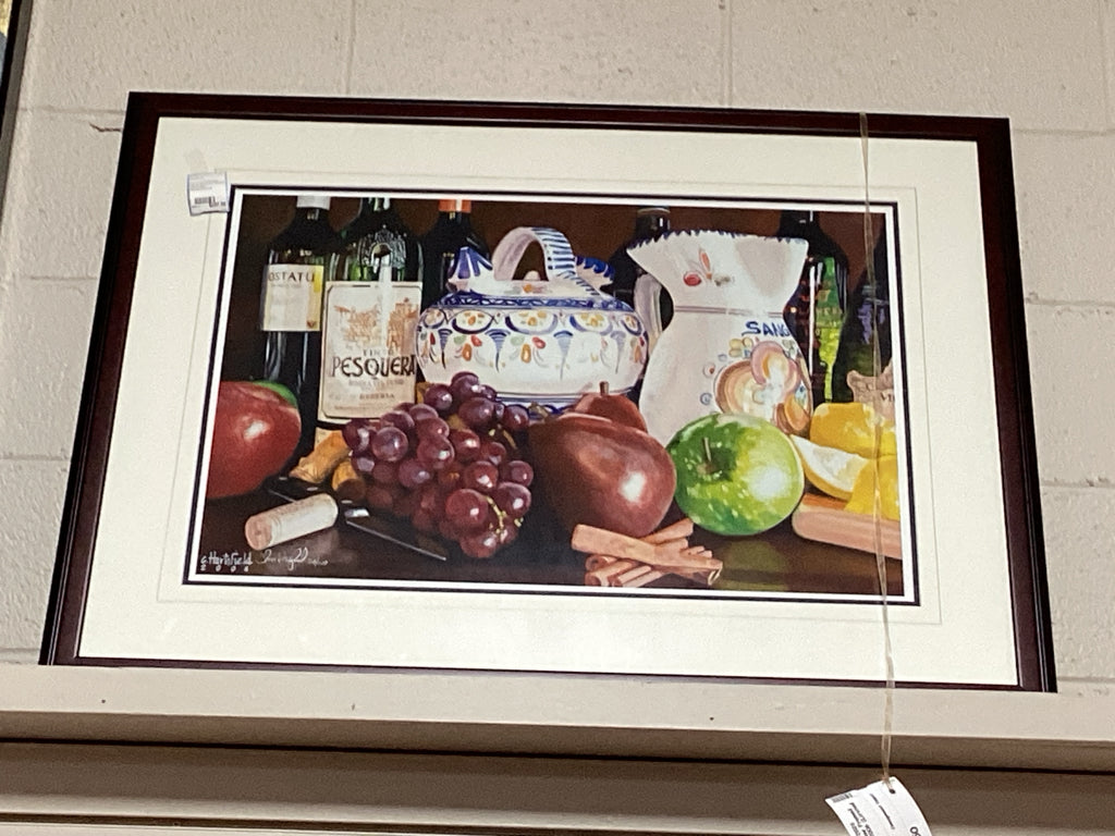 Still Life of Fruit and Wine by C.Hartsfield (Limited Reproduction)37x29