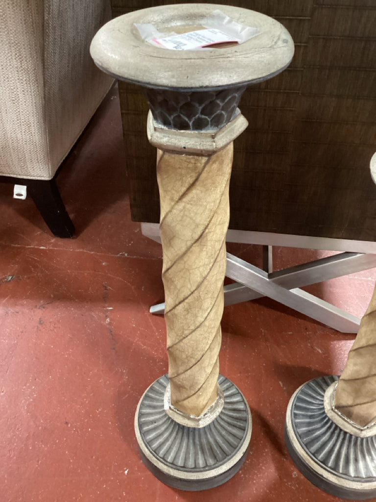 Vintage Faux Marble Column Pedestal wth a Twisted Column Design 25"