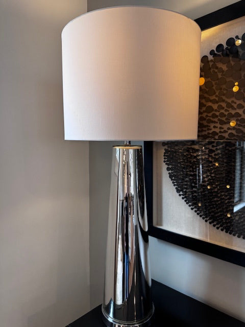 Smoky chrome glass table  lamp 39"