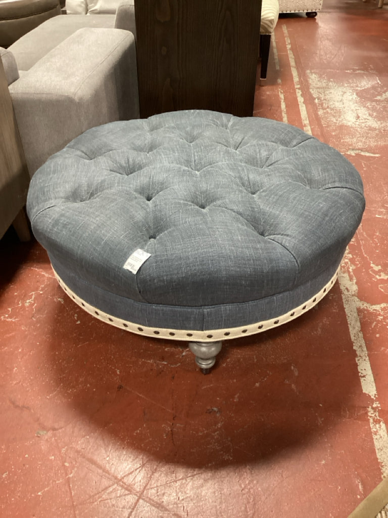 Lee Industries Blue Tufted Ottoman  on Casters 37x18
