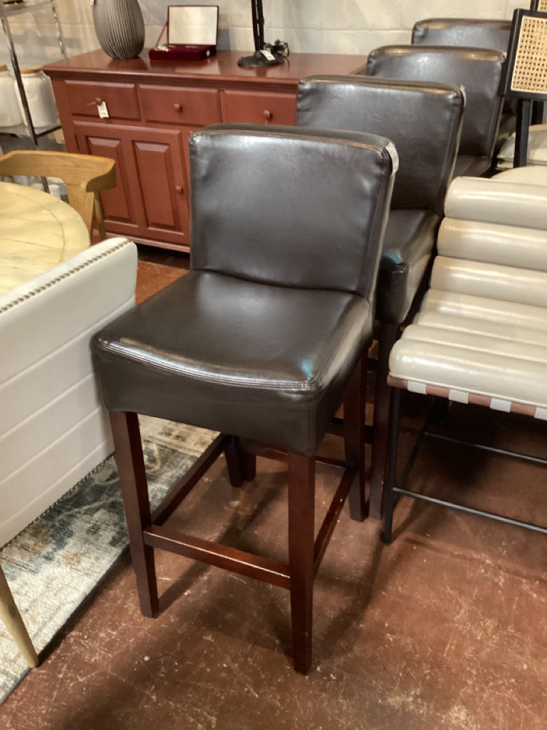 Bar Stool / Four Hands brown leather bar height PAIR