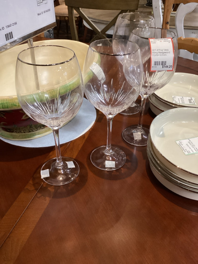 SET of Four Vera Wang Wedgewood Crystal Goblets