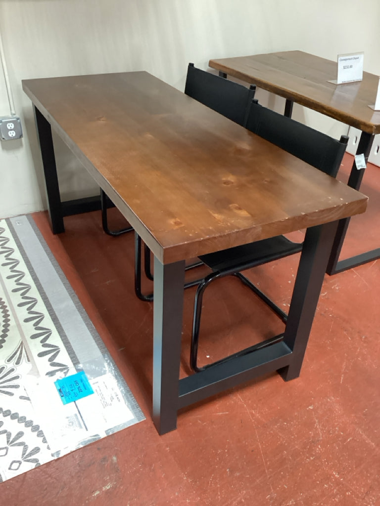 Modern Industrial Desk with Wood Top and Black Metal Legs  60" X 24" X 30"
