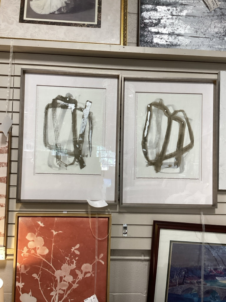 Art/ Left Bank brush strokes on parchment / gold frame 24 x 32