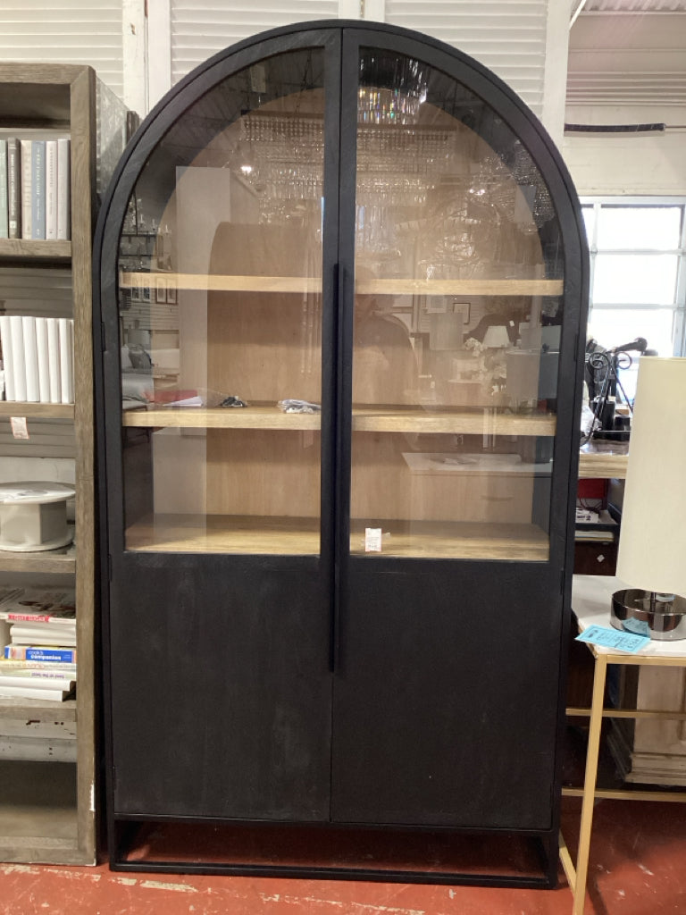 Sloan 85.5" H Black Wood/Metal Arch Cabinet 47.5"Wx18.5"D 2KQLT4SD