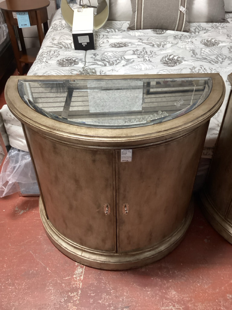 American Drew Wood Gold Demi Lune Table 38" X 19" X 33.5"