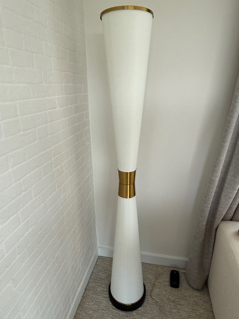 Pacific Coast Soho 2 Floor Lamp 64" Wht/Gold Cones