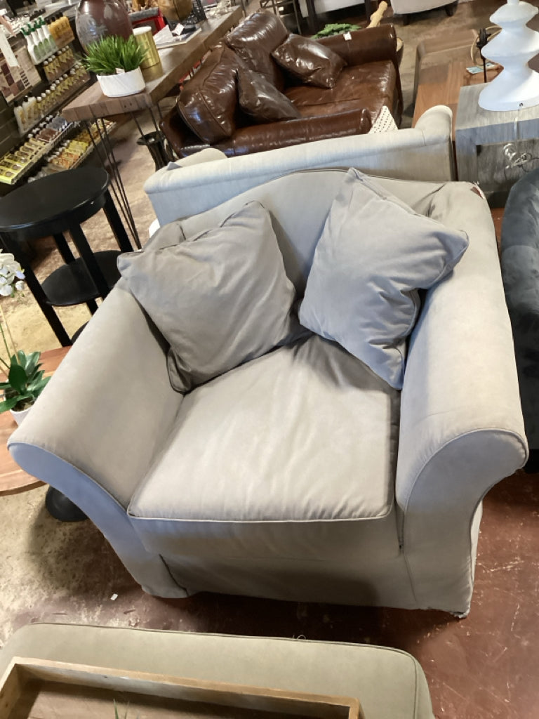 Restoration Hardware Slipcovered GREY Club Chair 48 x 46 x 32 high
