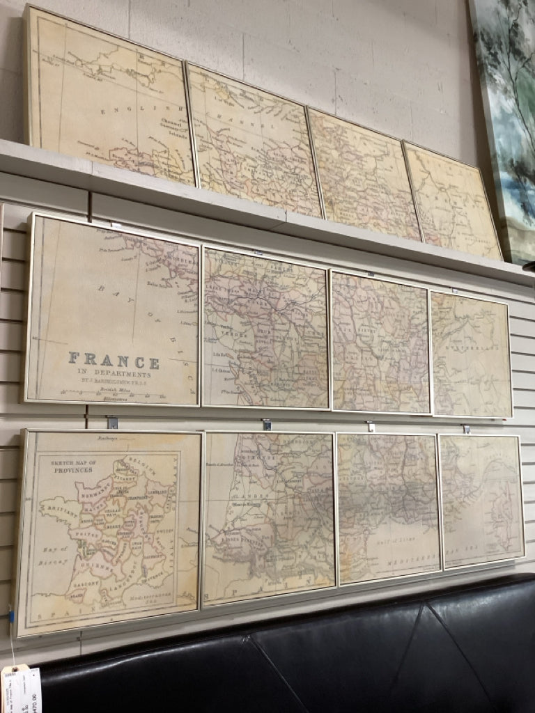 Art / 12 piece map of France 74w x 54 hi