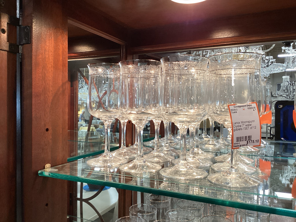 Lenox Moonspunn Crystal 7" water goblets / SET of 12