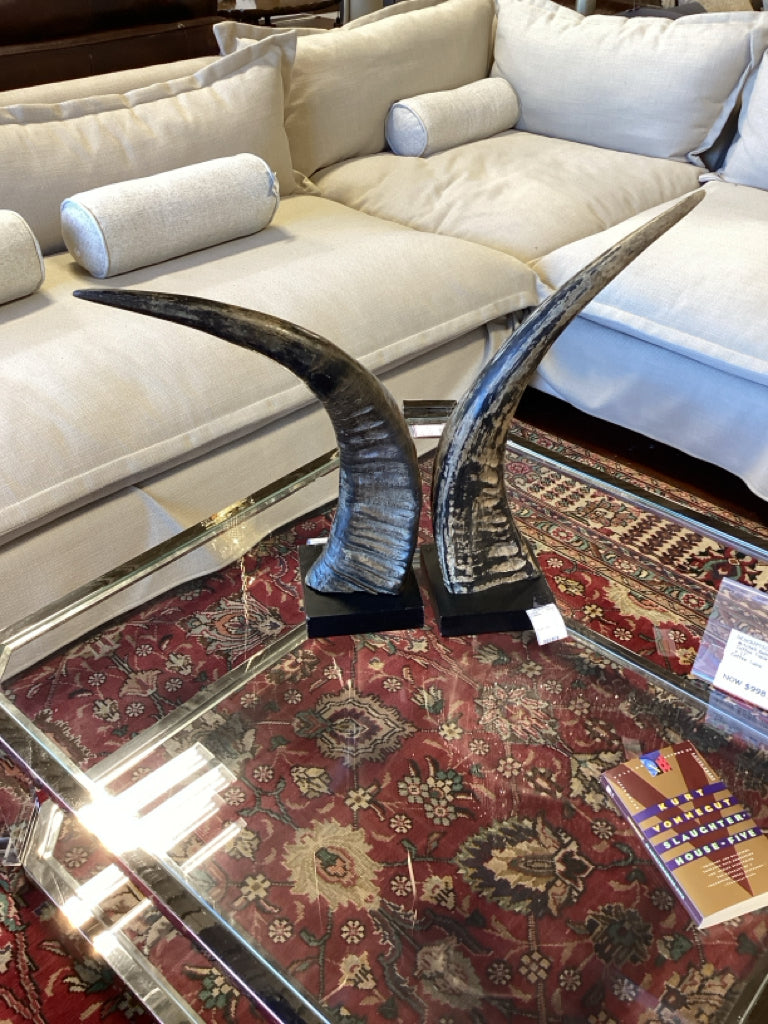SET of 2 animal horn sculptures 20" high