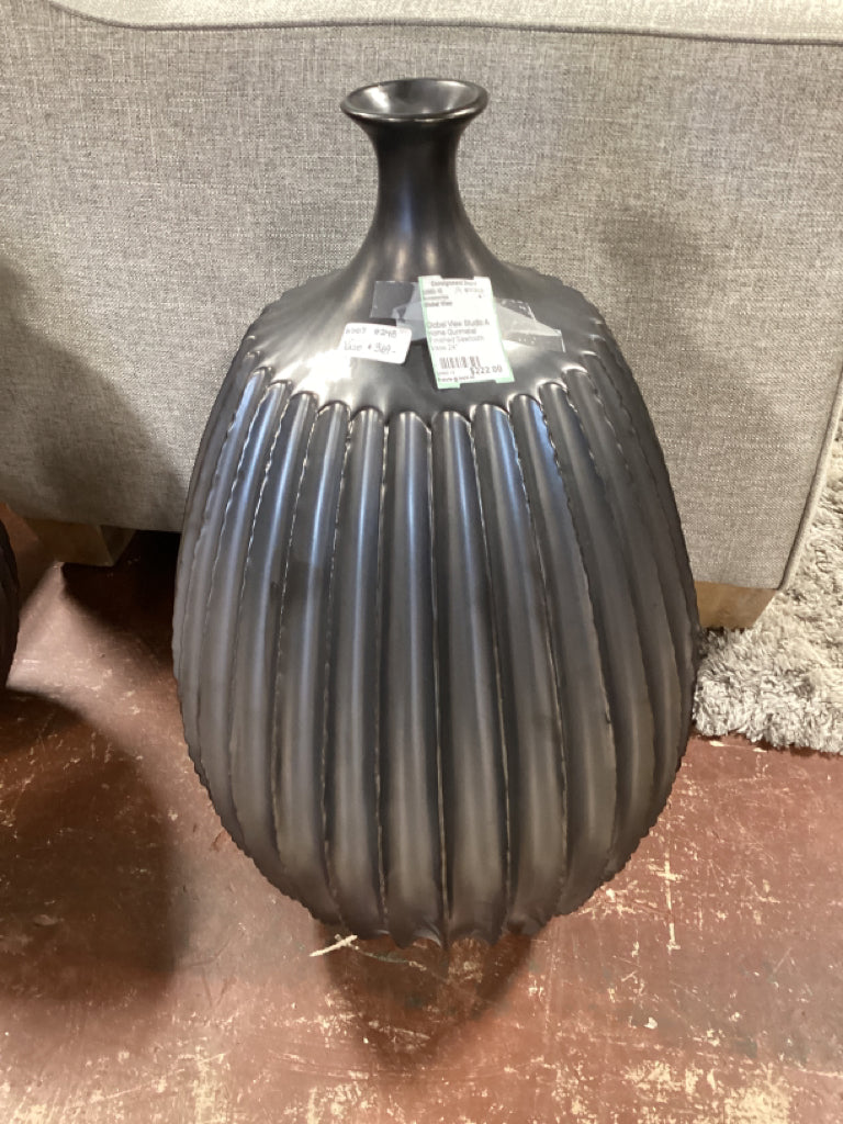 Global View Studio A Home Gunmetal Finished Sawtooth  Vase 24"