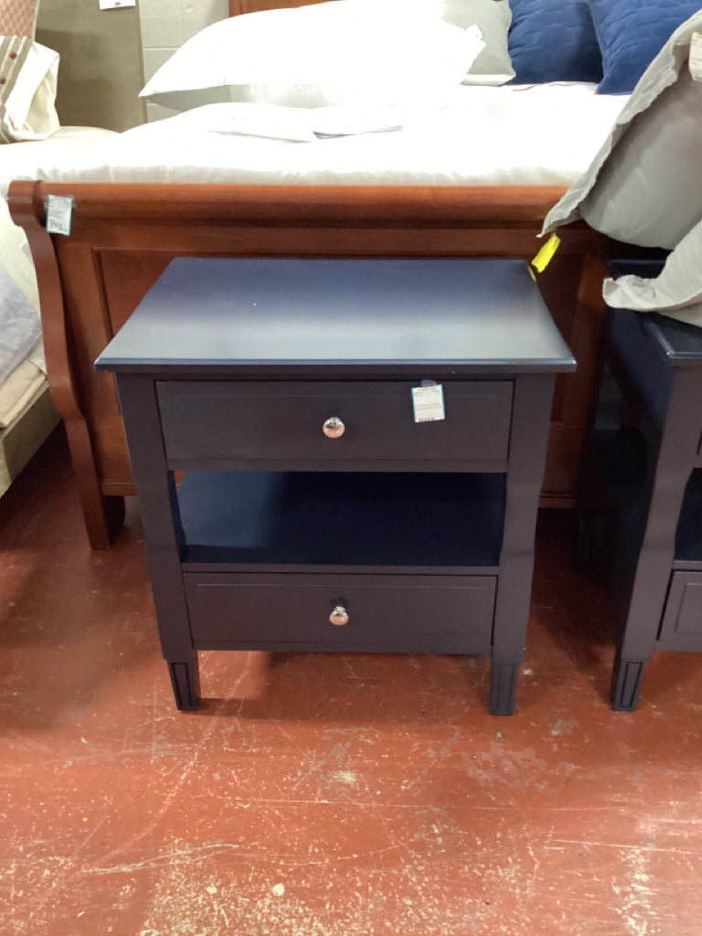 PAIR Black 2 Drawer Nightstand 24X18X26