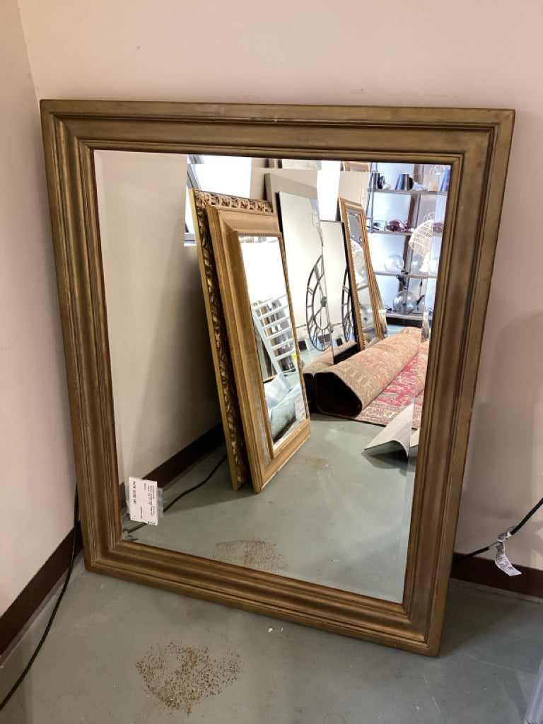 Mirror/ brushed gold frame with ornate trim 37 x 59