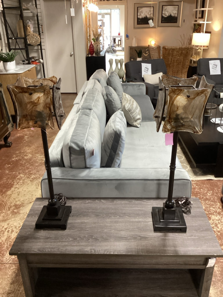Pair of Uttermost Designer Accent Lamps -Mica/Art Glass Shades 32"