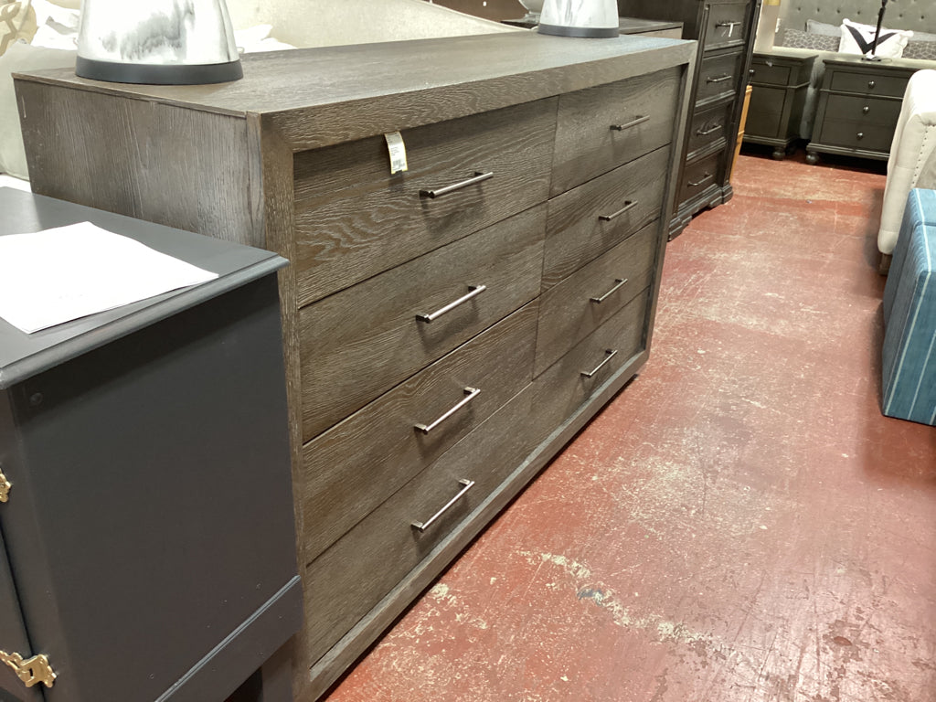 Universal Furniture Wilshire dresser, 8 drawer, dark brown; 72x19x42