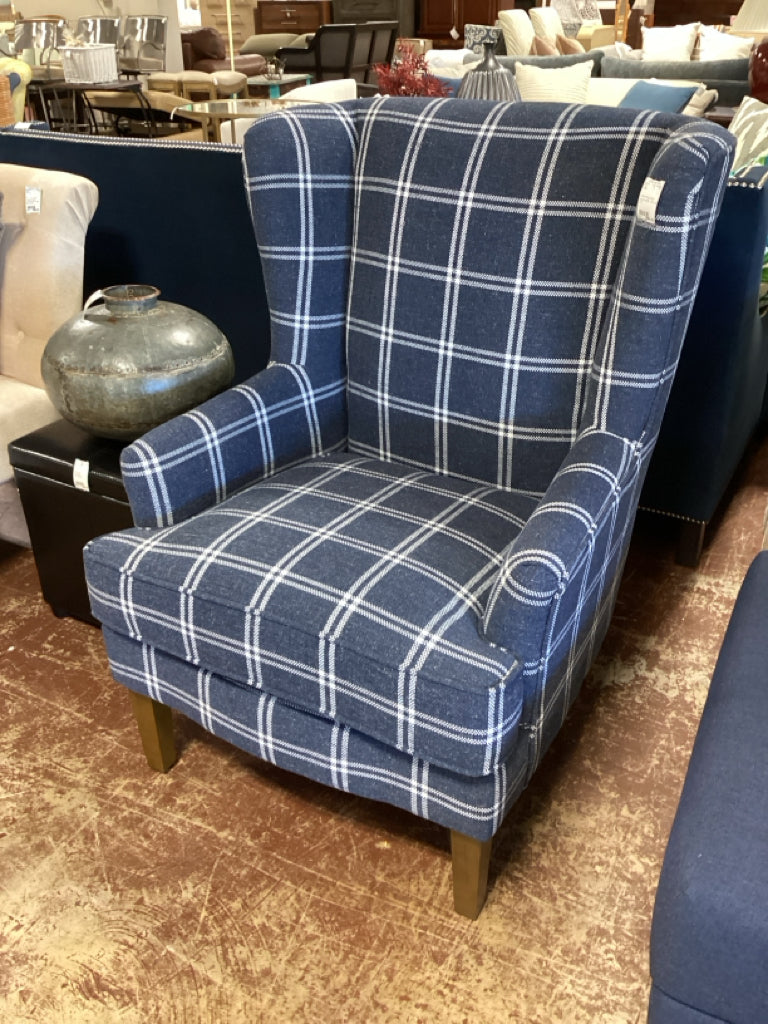 Jofran Wing Chair / navy & white  / 32 x 32 x 41