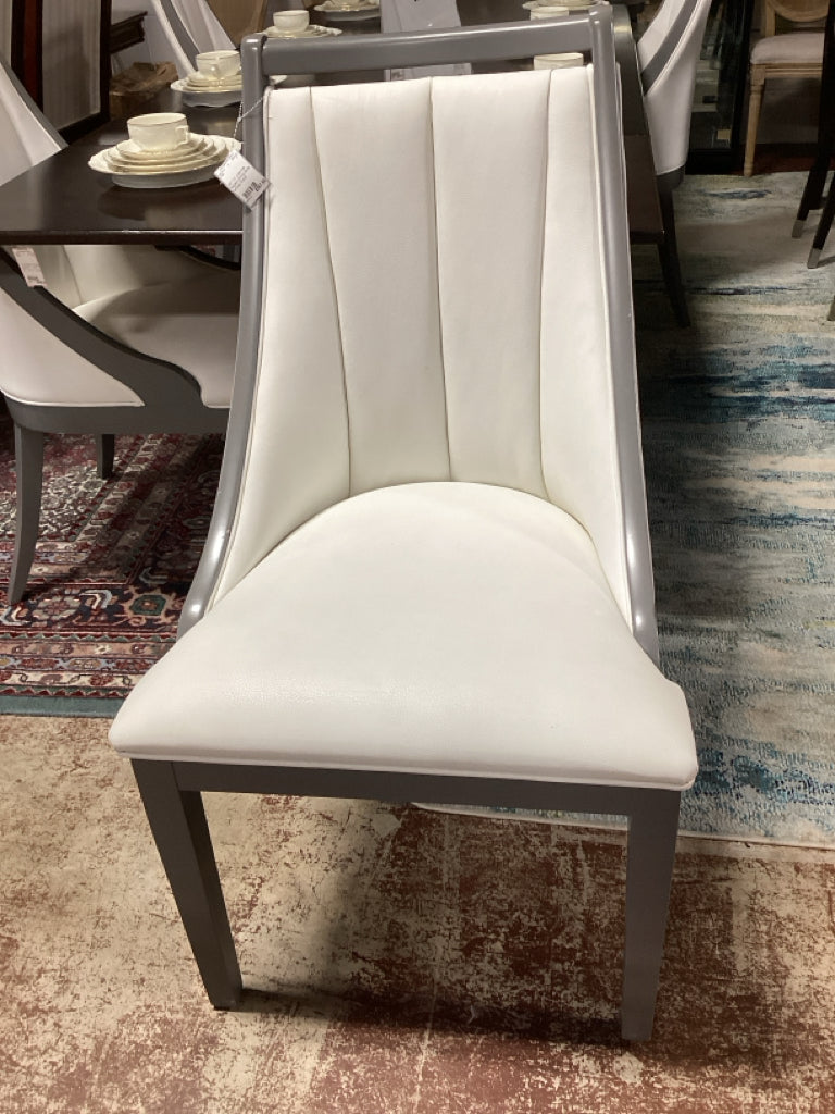 SET OF 4 Bermex Modern Dining White w/Grey Chairs