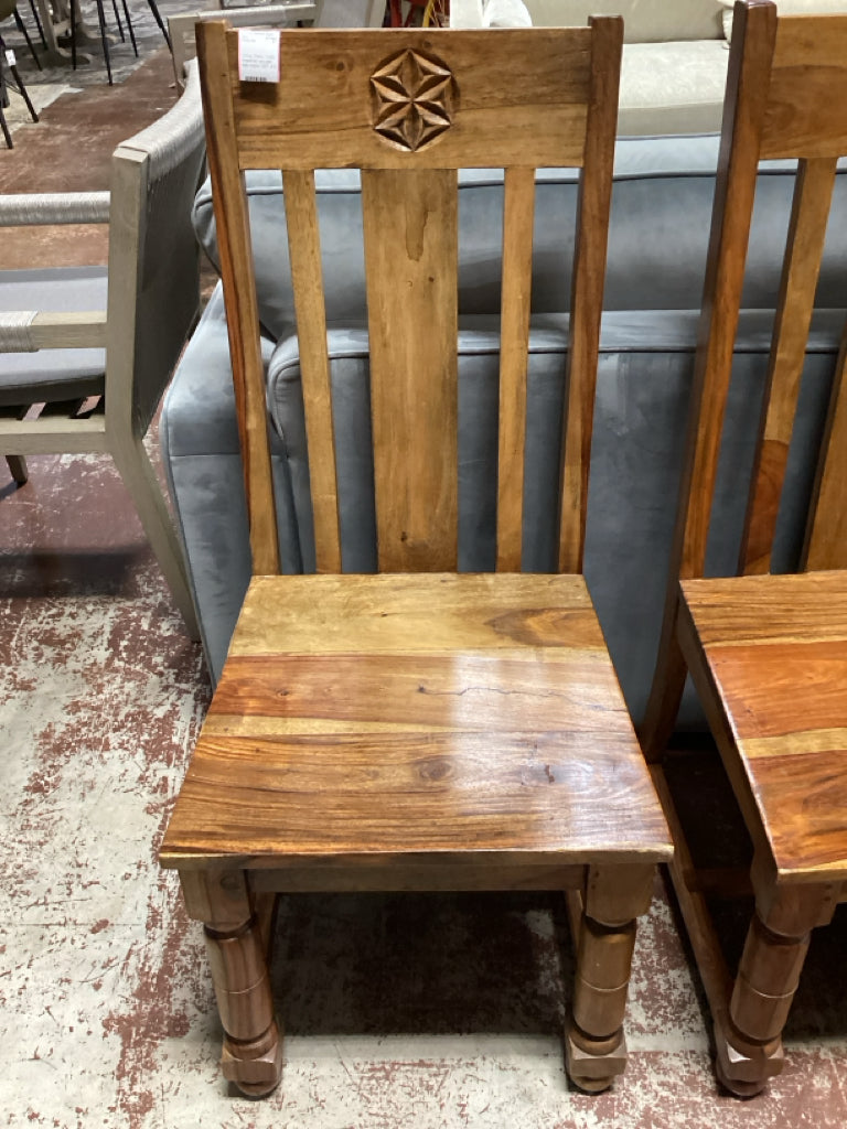 Dining Chairs / rustic sheesham wooden side chairs / SET of 6