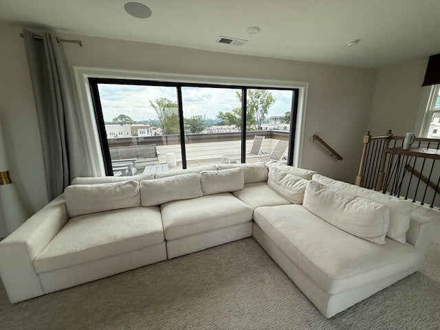 Four Hands Cream Linen Sectional Sofa 4 pc Clairmont Sand 131x131x31.5-AS FOUND