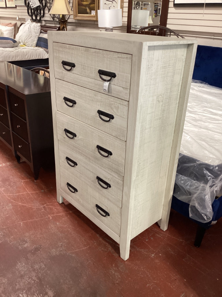 Palm Grove Chest of Drawers / white 5 drawer 33 x 18 x 54