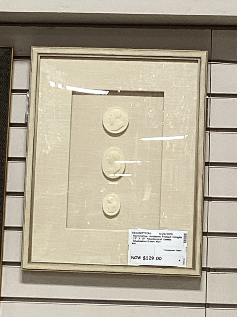 Restoration Hardware Framed Intaglio 15" X 19" Neoclassical Cameo Shadowbox