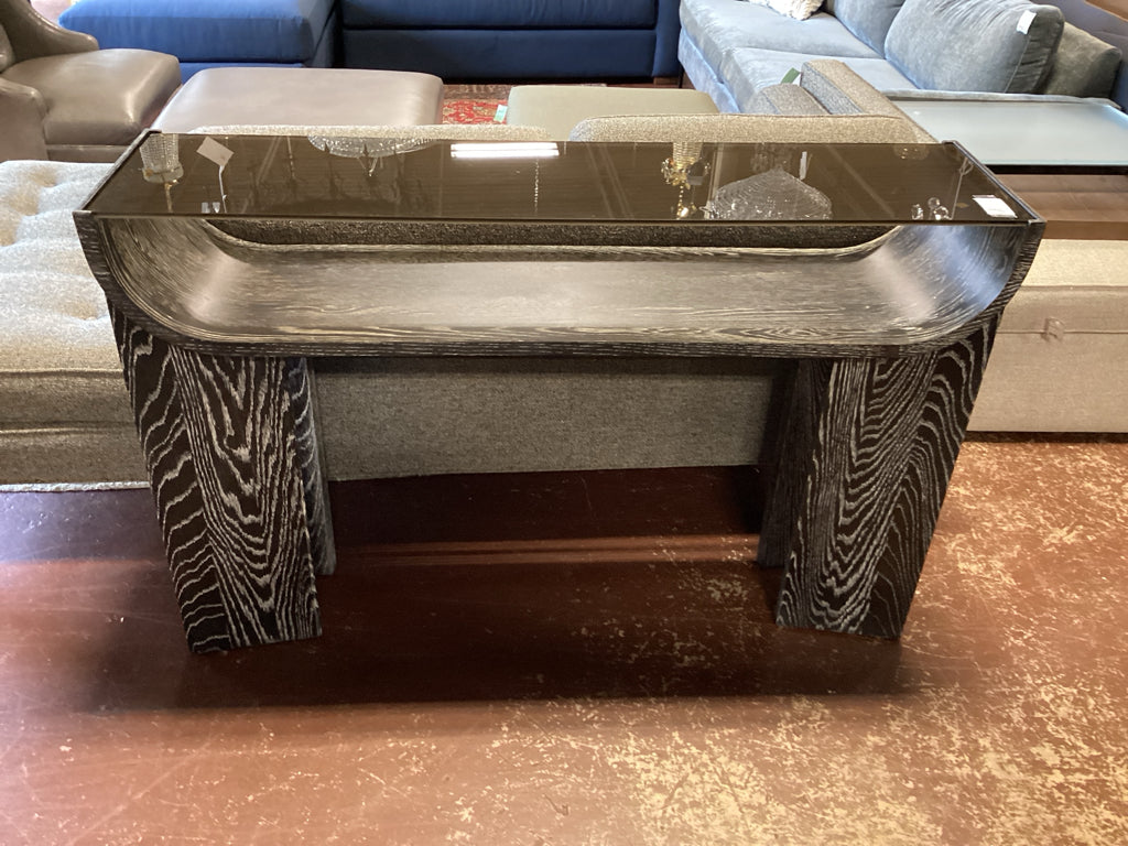 Crate and Barrel Dada Oak & glass Console 54 x 13 x 35
