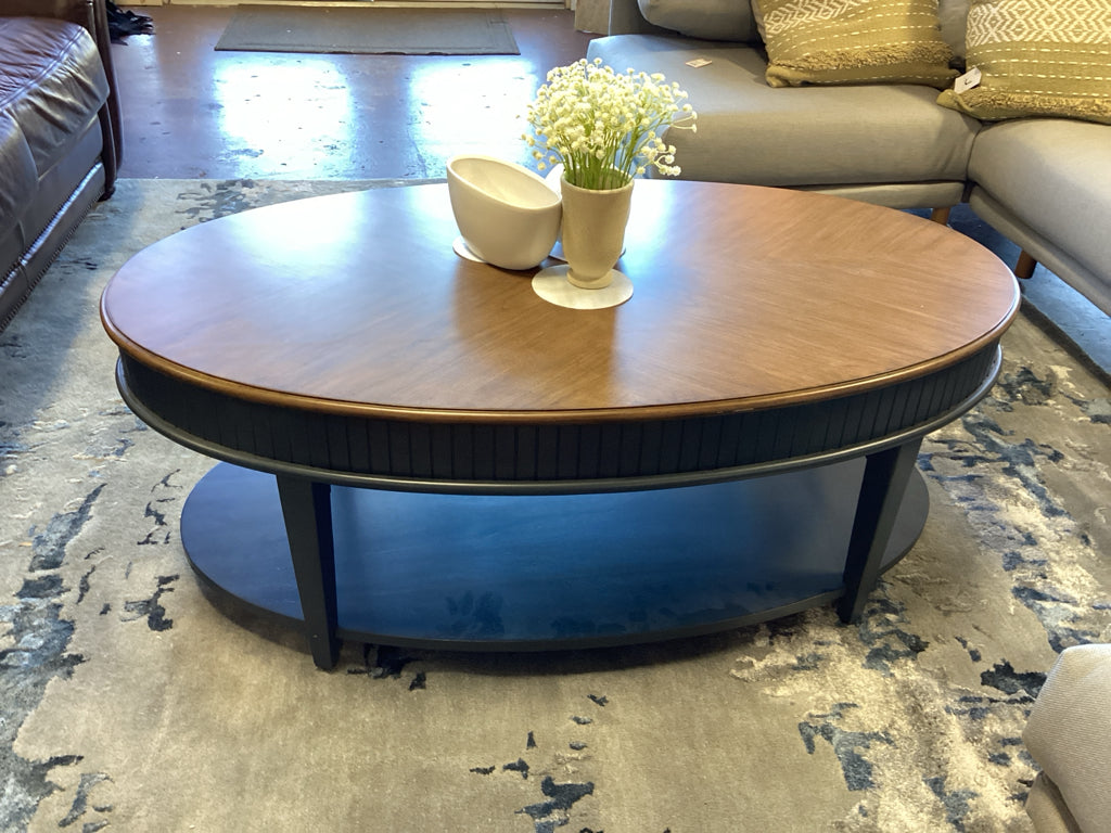 Haverty's Transitional Oblong Mahogany Hague Blue/Brown  Coffee  Table  48X28X18