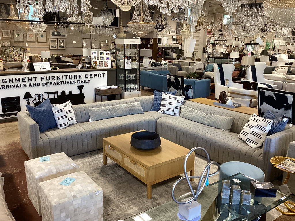 Grey Channel Sectional Sofa 124x24x25