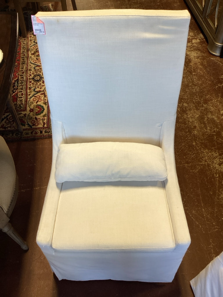 RH  Belgian Slipcovered Slope Arm Side Chair 24"  X 26"D X 41" with Casters