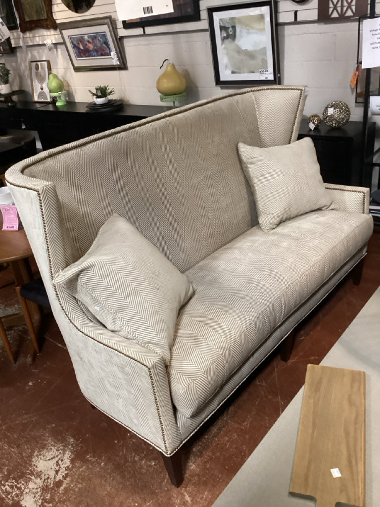 Hickory White High Back Herringbone-Patterned Sofa W/2 Pillows  72" X 23" X 48